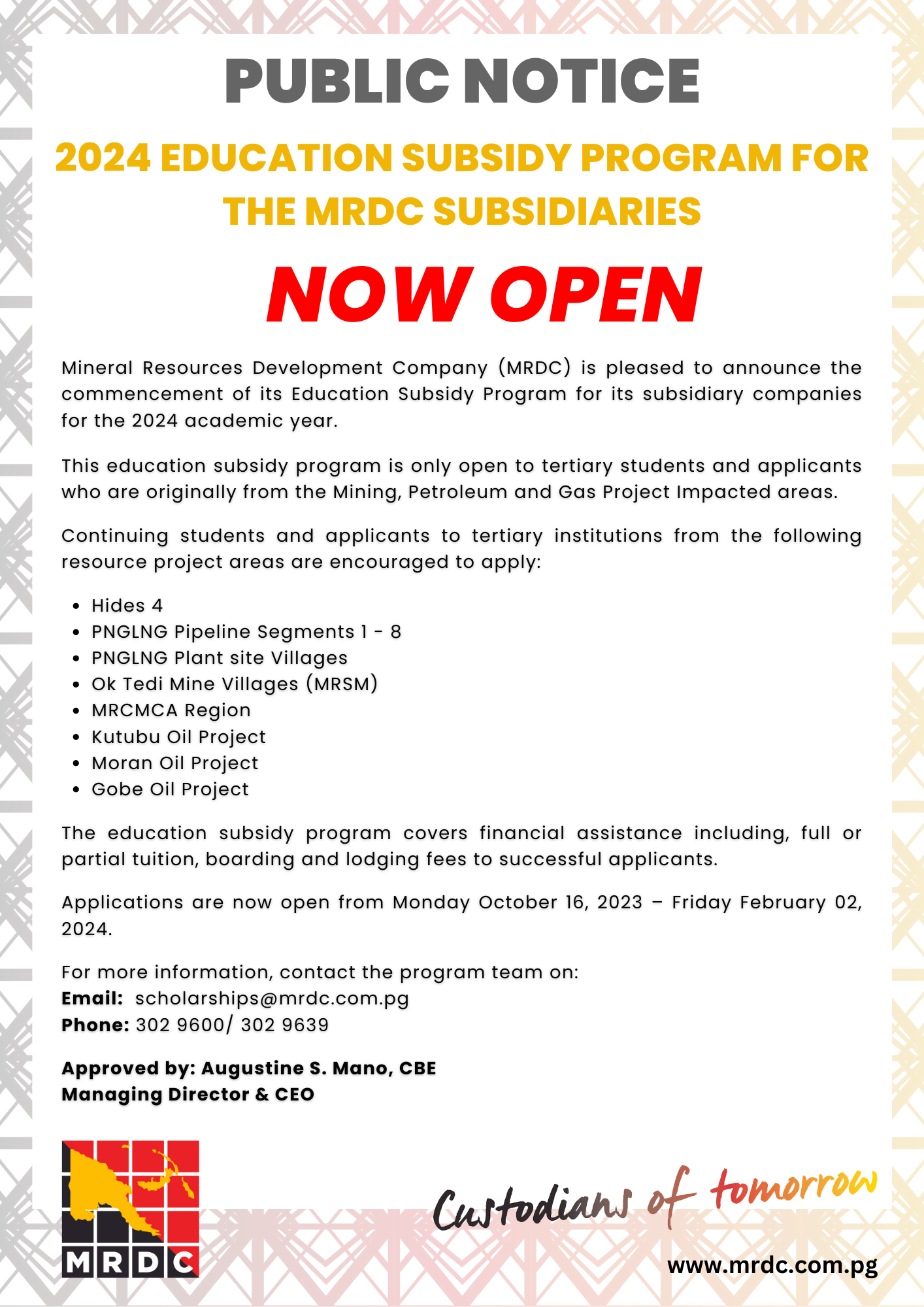 MRDC 2023 SCHOLARSHIPS - NOW OPEN